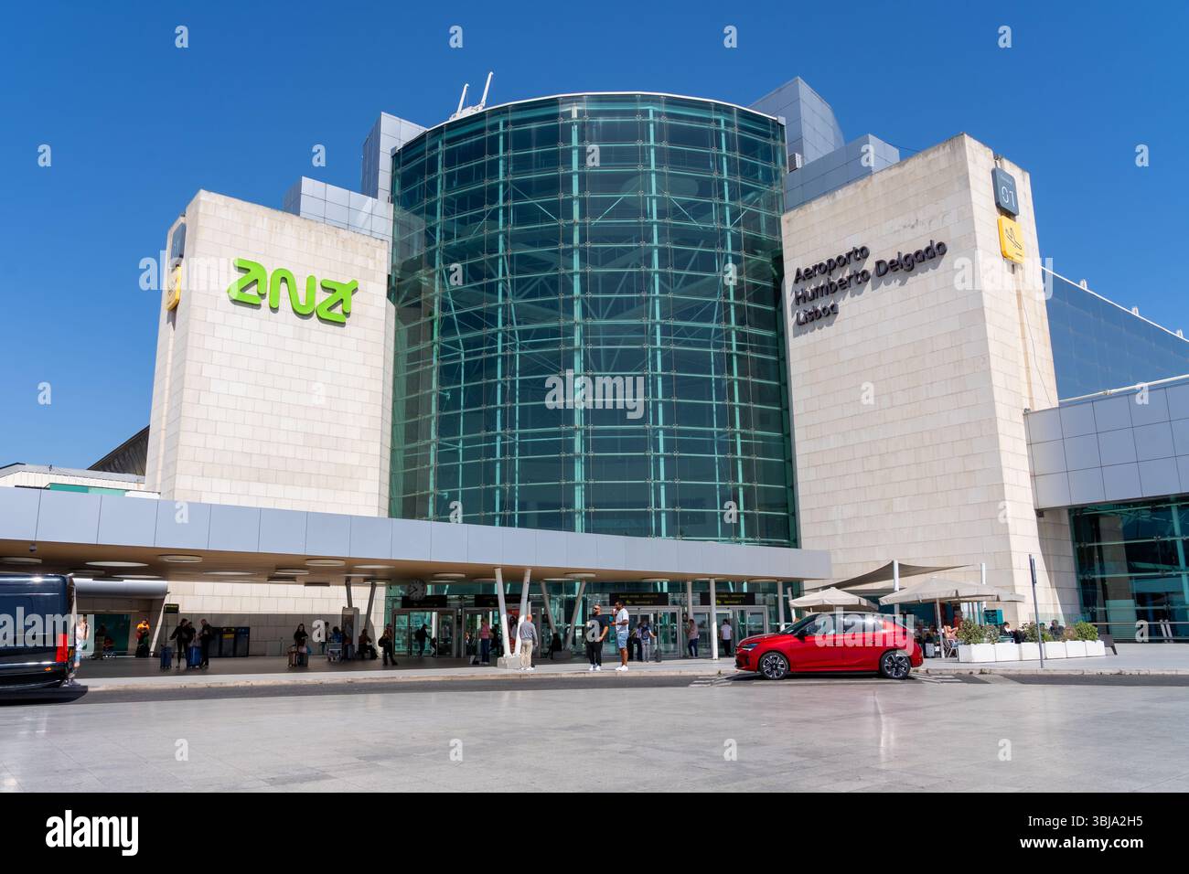 Lisbon, Portugal - May 29, 2025: Exterior of Humberto Delgado Airport (Lisbon Airport) in Lisbon, Portugal. Stock Photo