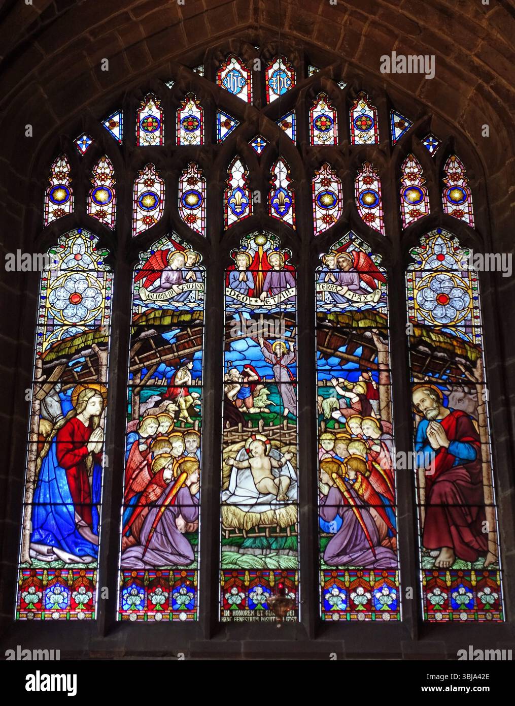 Chester Cathedral stained glass windows Stock Photo - Alamy