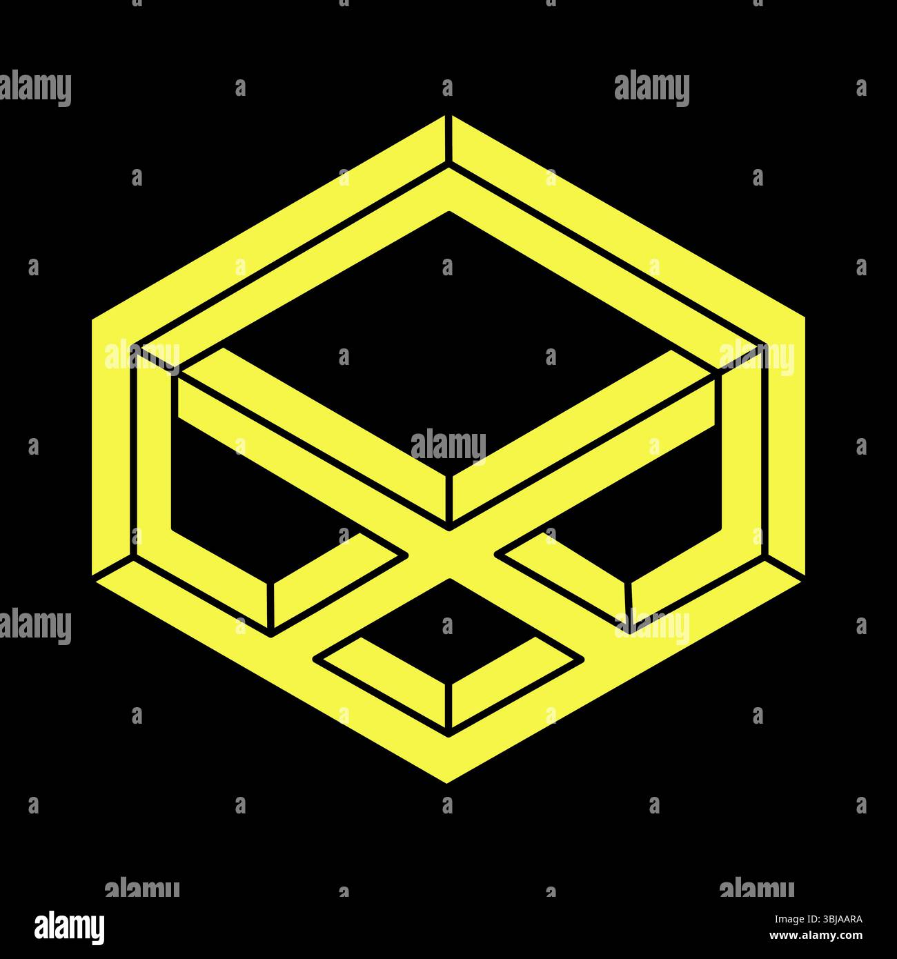 Optical illusion object. Impossible shapes. Geometric figures. Escher style. Web design element. Line design.  Stock Vector