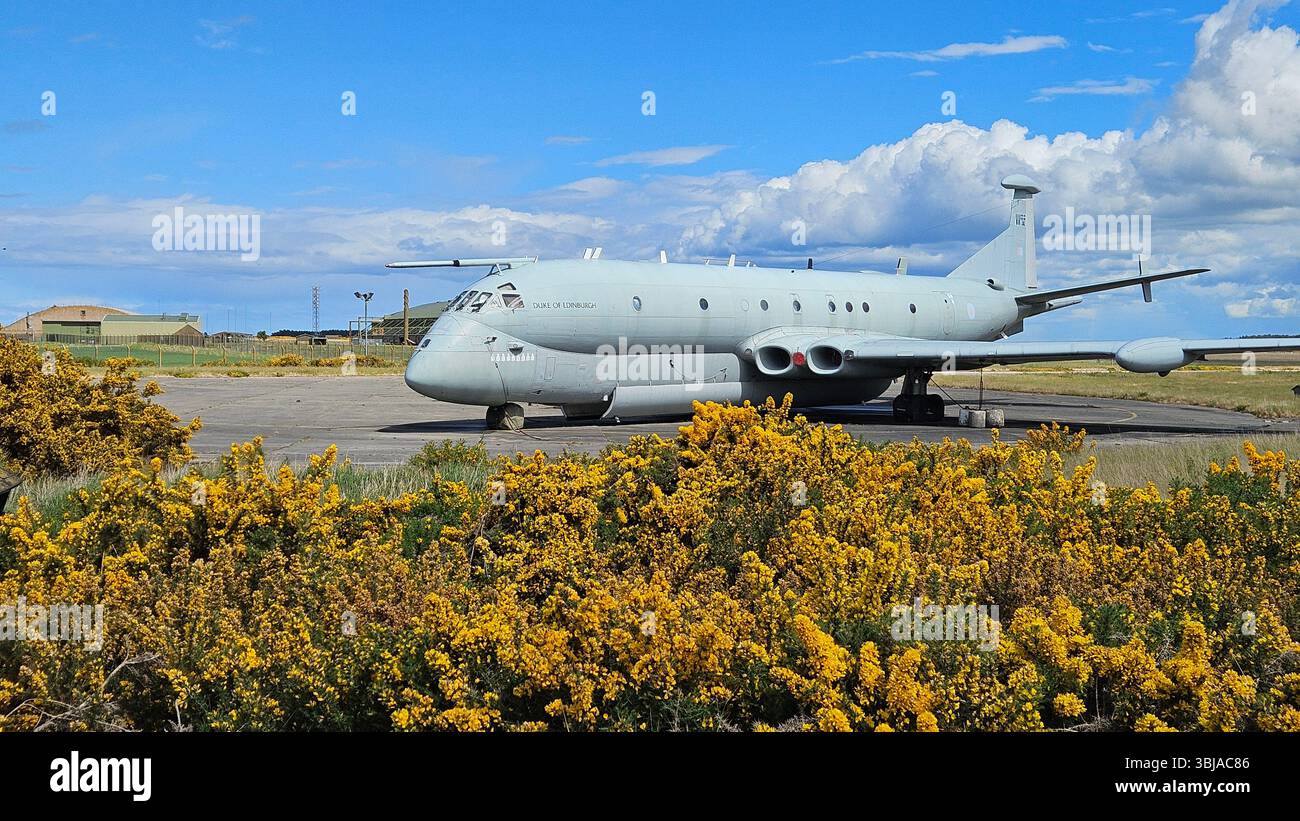 Hawker Siddeley Nimrod MR2 Duke of Edinburgh at Kinloss, Forres, Moray. - Smartphone Captured Stock Image Hawker Siddeley Nimrod MR2 Duke of Edinburgh at Kinloss, Forres, Moray. - Smartphone Captured Stock Image