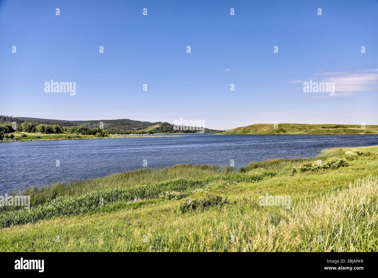 Landscape scenery in the Elkwater Lake and Cypress Hills region of Southern Alberta Stock Photo