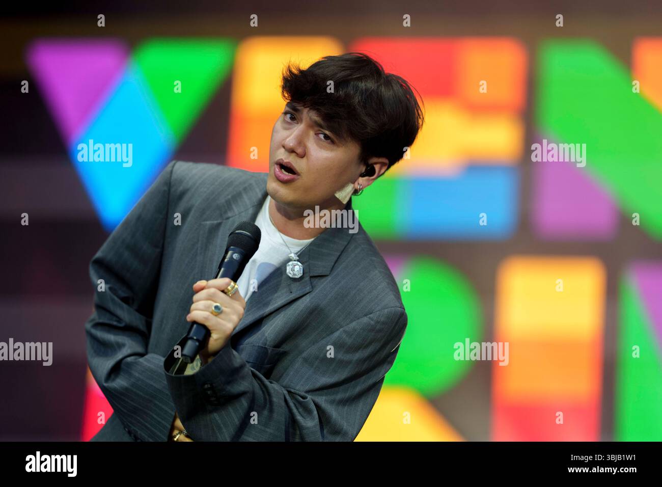 JJ, Eurovision Song Contest winner 2025, performing his song Wasted ...