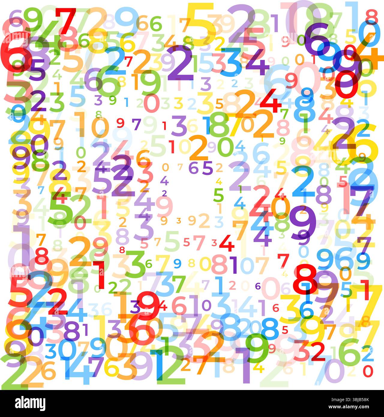 Digital data array, lots of numbers digits in Digital Pattern, abstract math background, big data concept Stock Vector