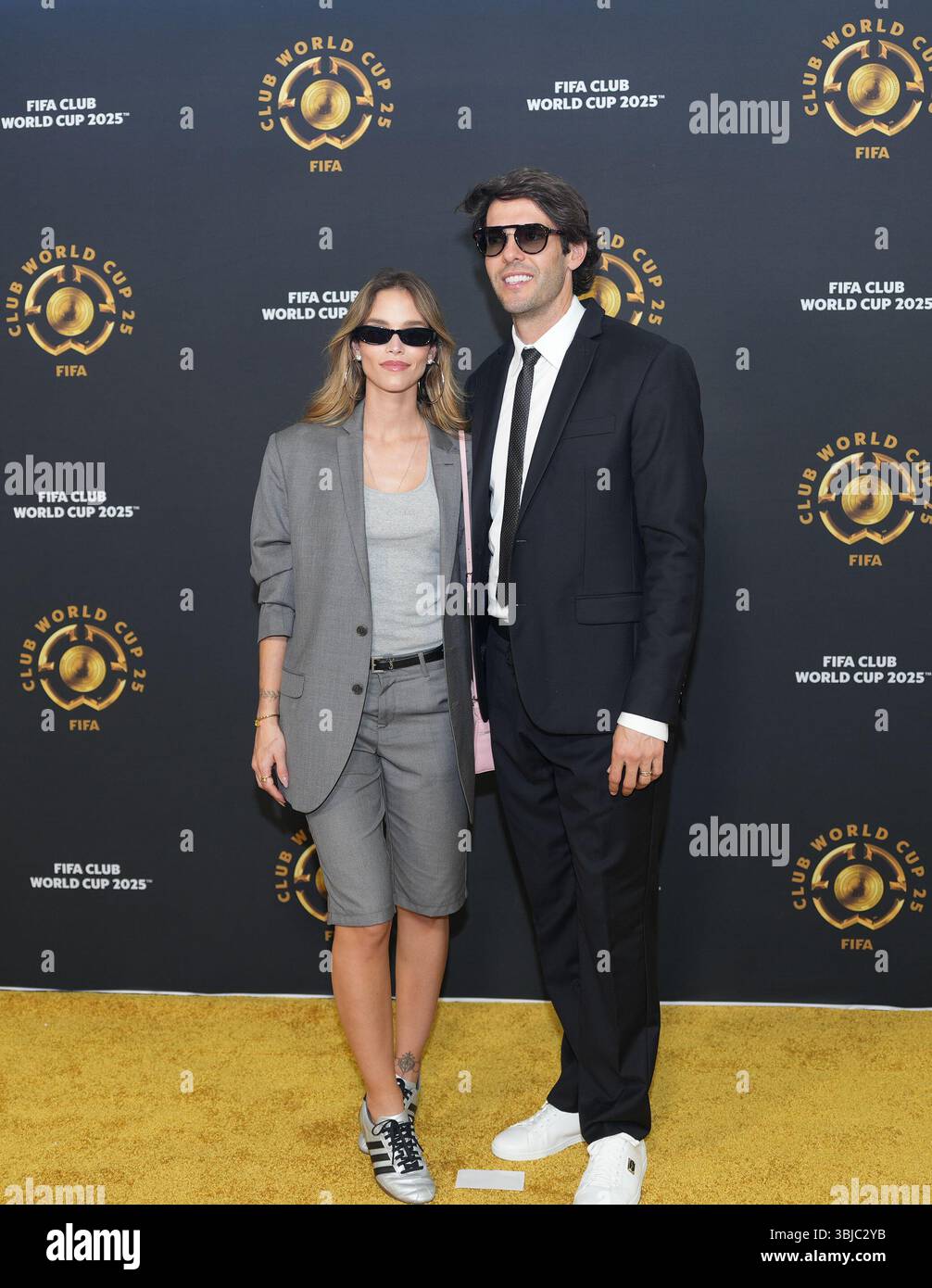 Miami, USA. 14th June, 2025. Brazilian football legend Kaka (R) arrives ...
