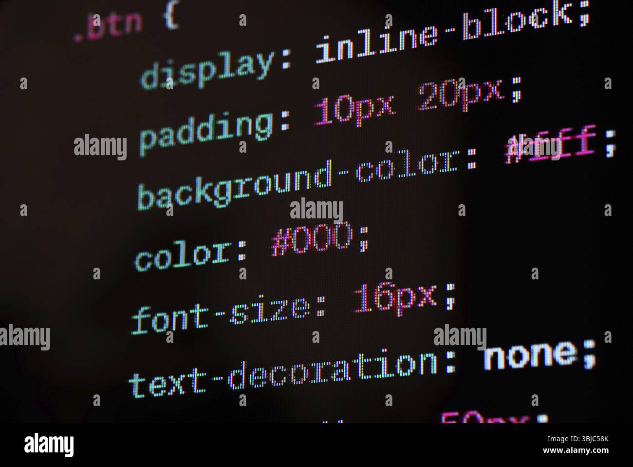 Quellcode der HTML-Website auf dem Bildschirm Stock Photo