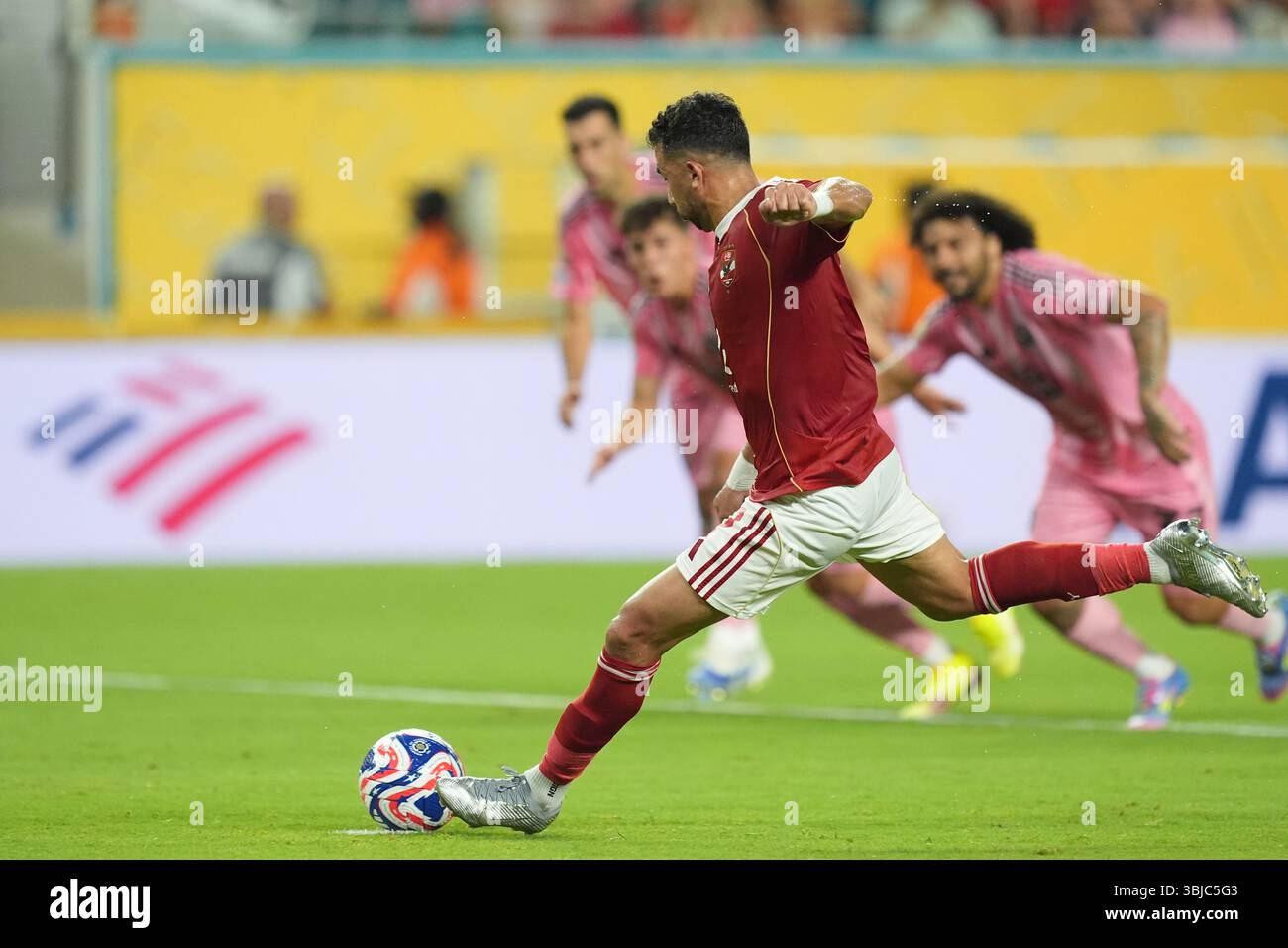 Al Ahly's Trezeguet missing a chance to score from the penalty spot ...