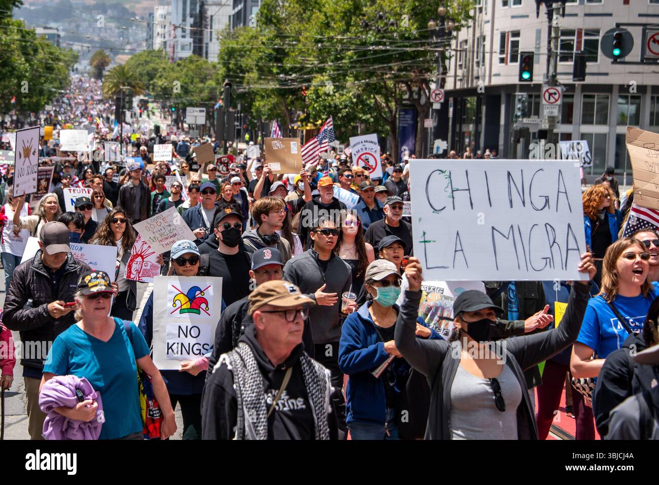 San Francisco, USA. 14th June 2025. Thousands of protesters fill the ...