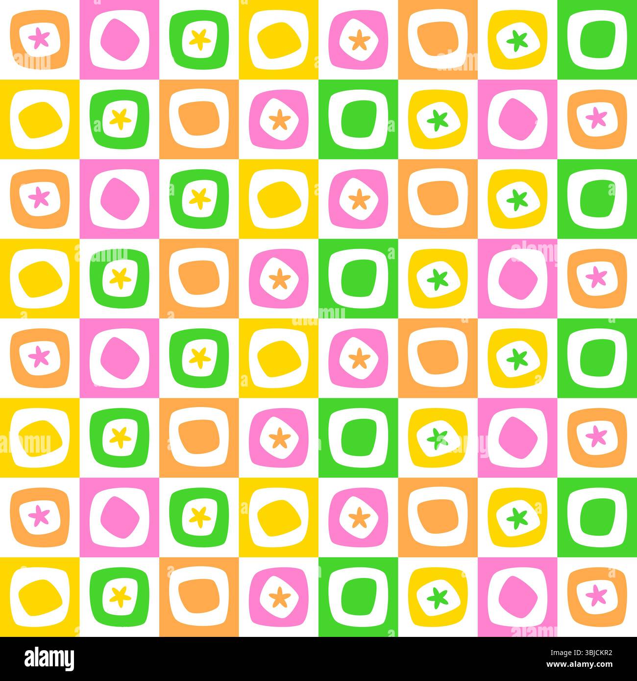 Colorful floral bricks seamless pattern Stock Vector