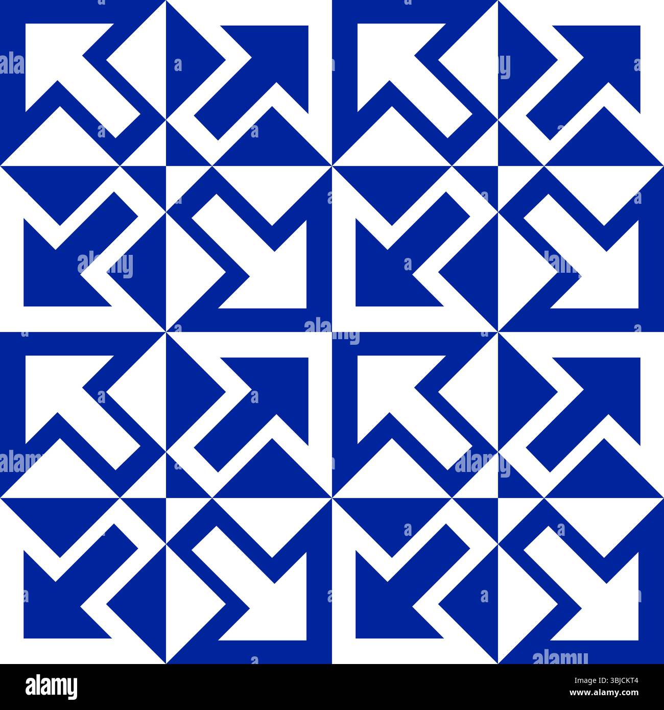 Blue and white arrows pointing different directions seamless pattern Stock Vector