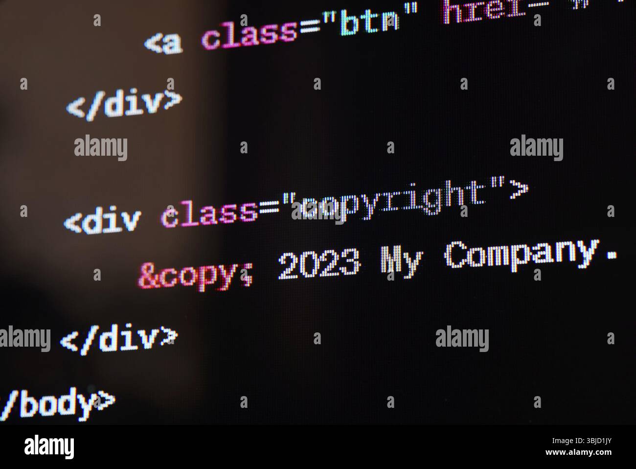 Quellcode der HTML-Website auf dem Bildschirm Stock Photo
