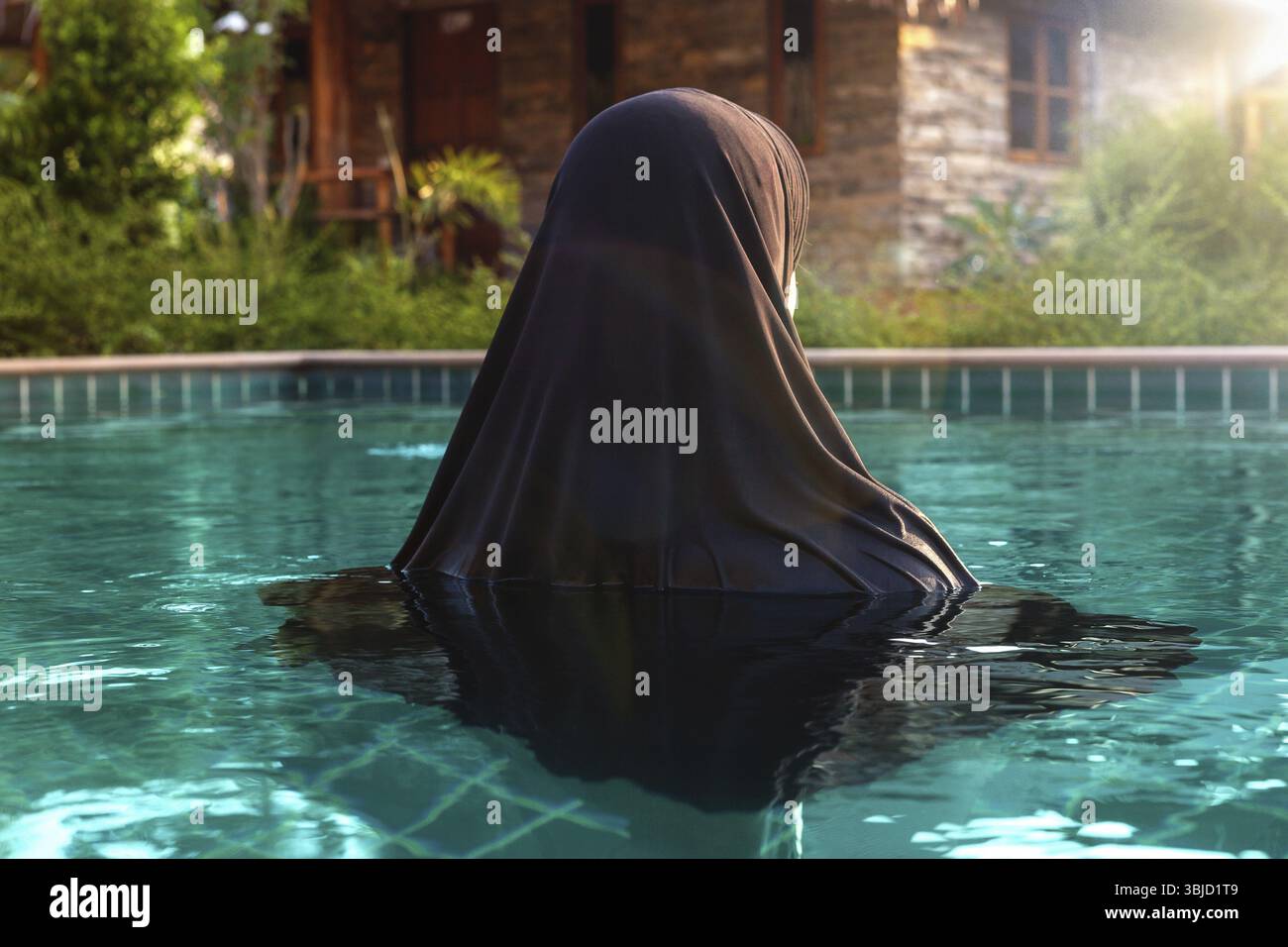 hijab in pool