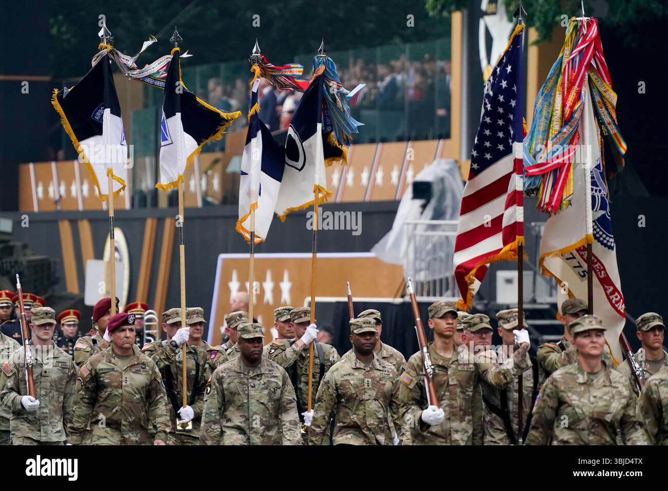 Members of the military march during the US Army's 250th Anniversary ...