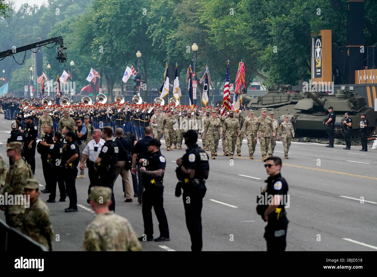 Members of the military march during the US Army's 250th Anniversary ...