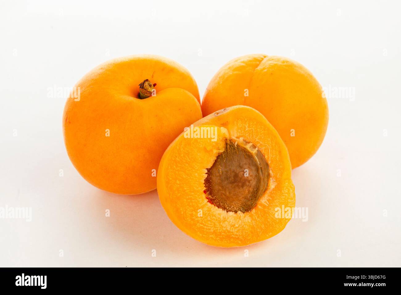 Fresh apricot fruit, isolated on white background. 2 Stock Photo