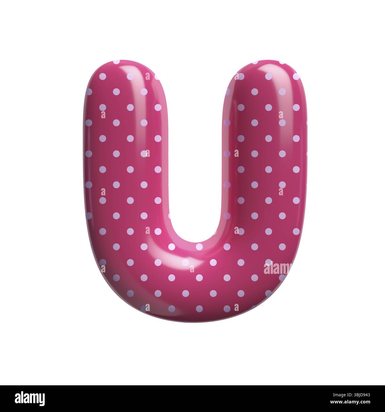 Polka dot letter U - Upper-case 3d pink retro font isolated on white ...