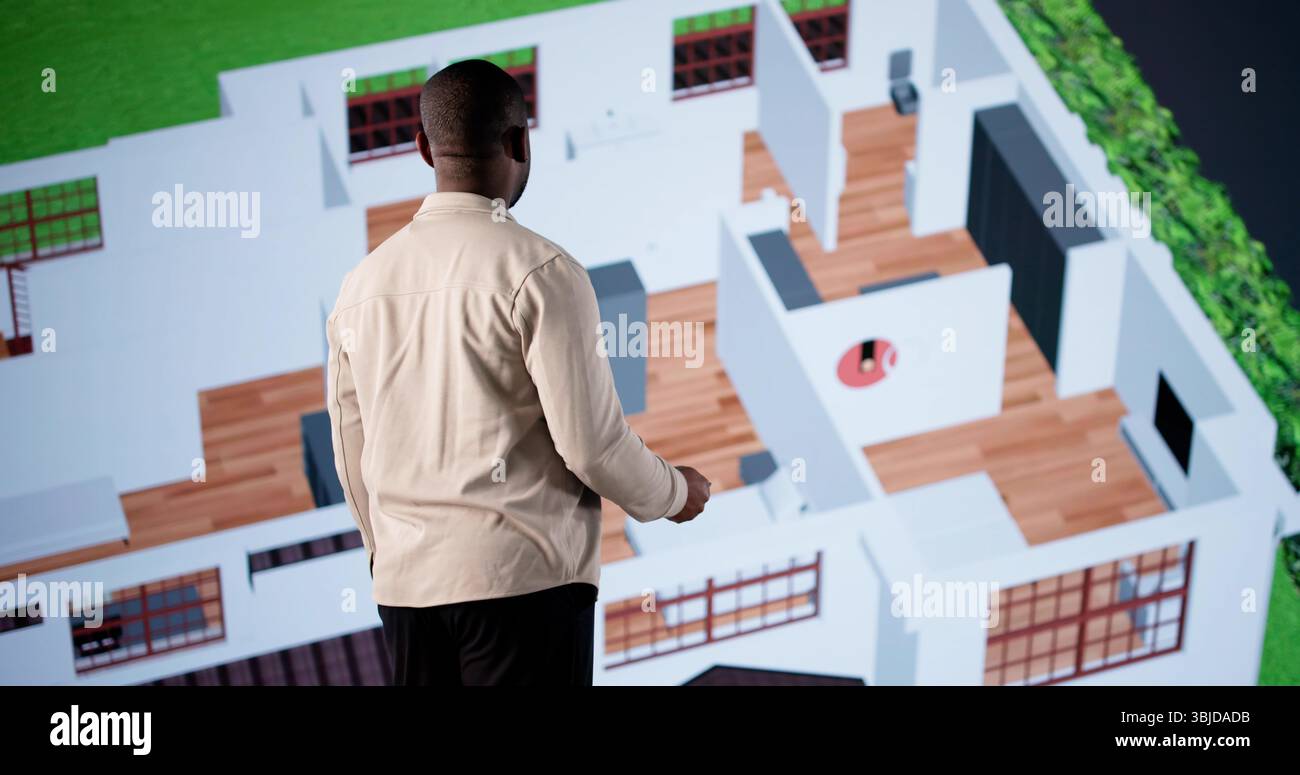 Architect Using CAD Software To Design Real Estate Remodel Project Stock Photo