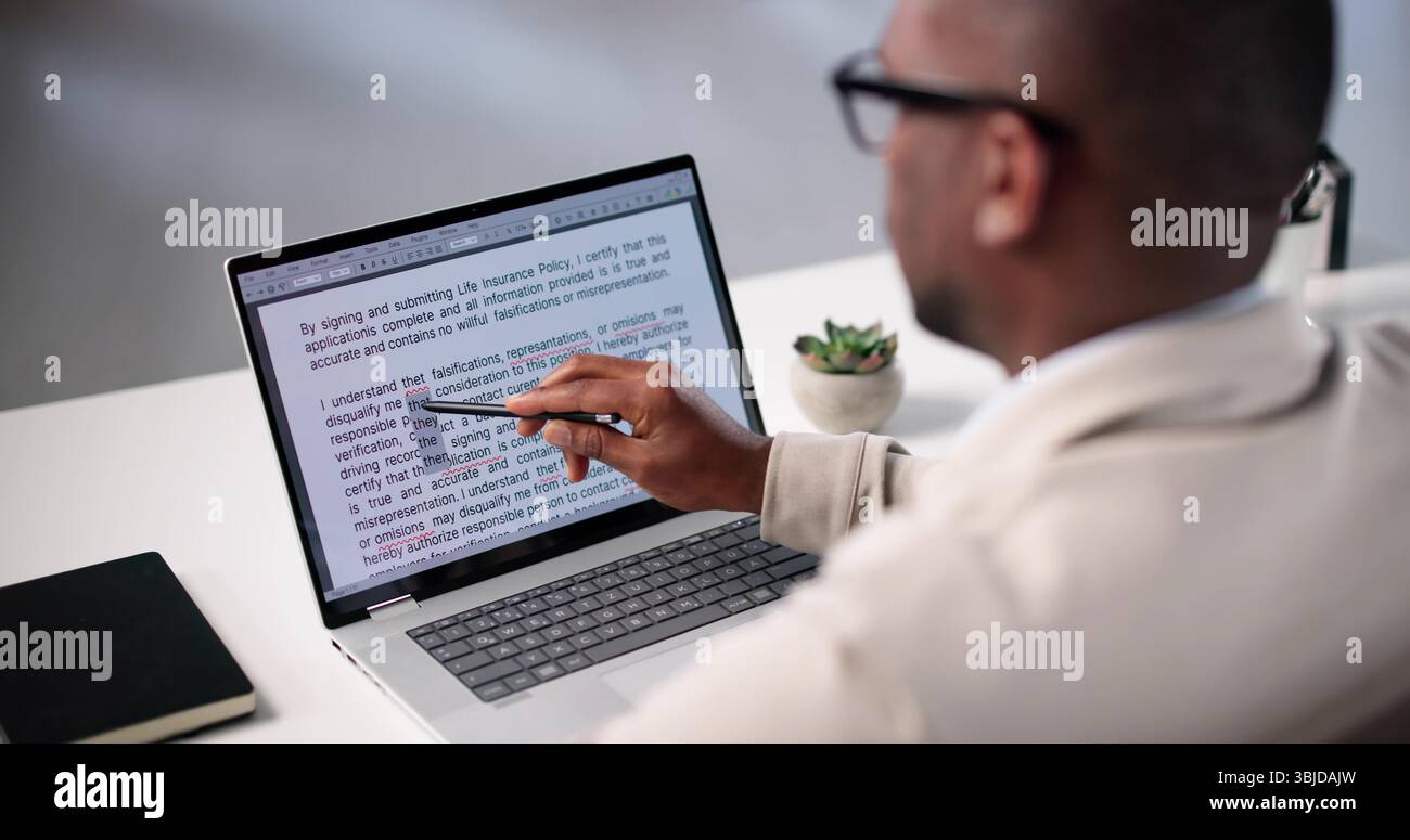 Professional Editor Corrects Mistakes In Script, Document, And Book Online Stock Photo