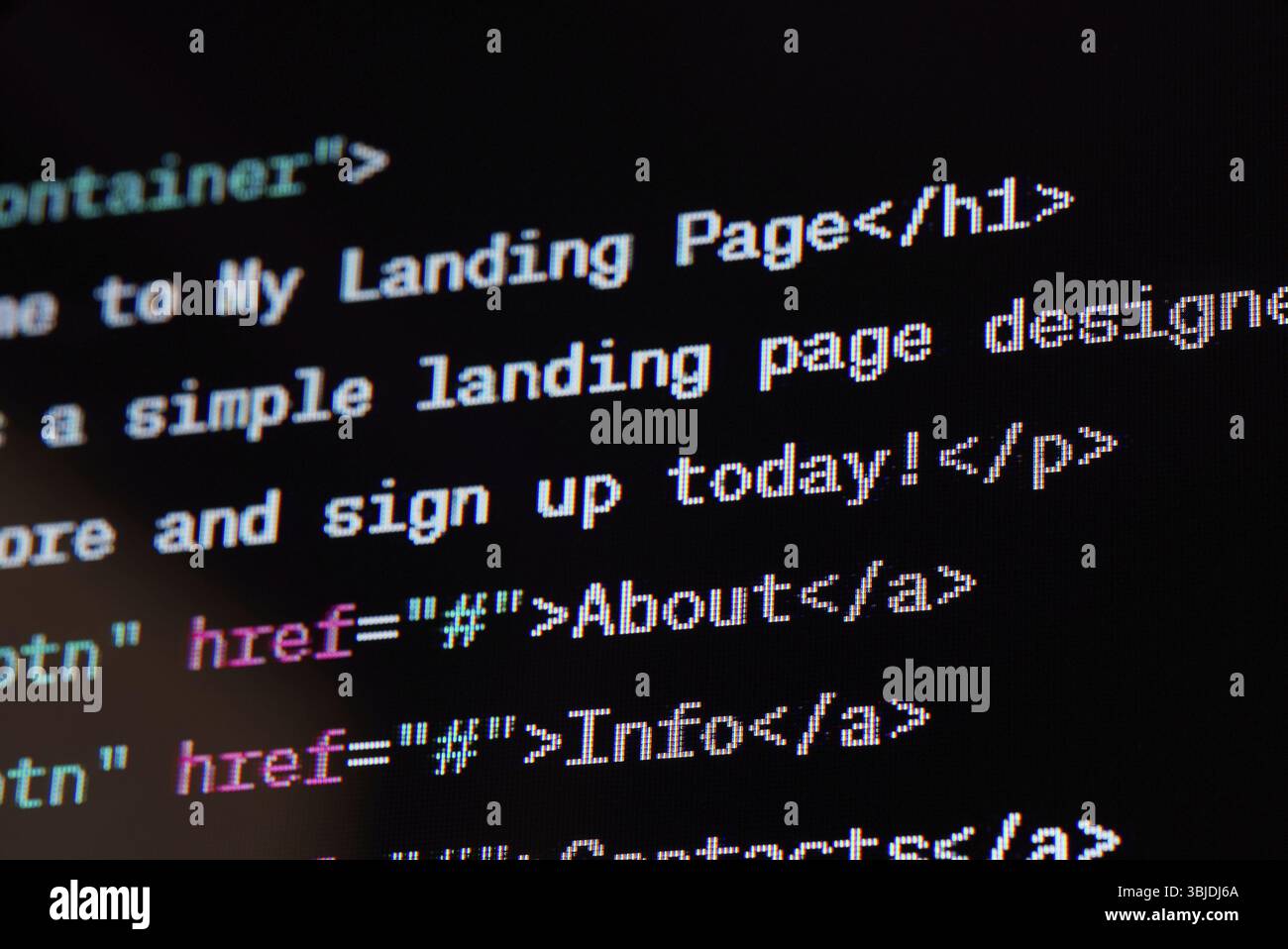 Quellcode der HTML-Website auf dem Bildschirm Stock Photo