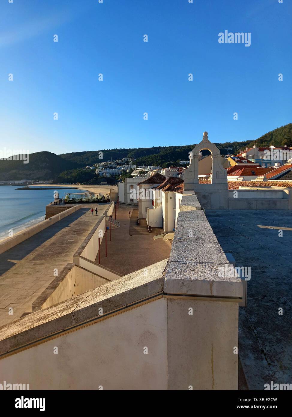 Elevated view from fortress ramparts captures whitewashed architecture ...