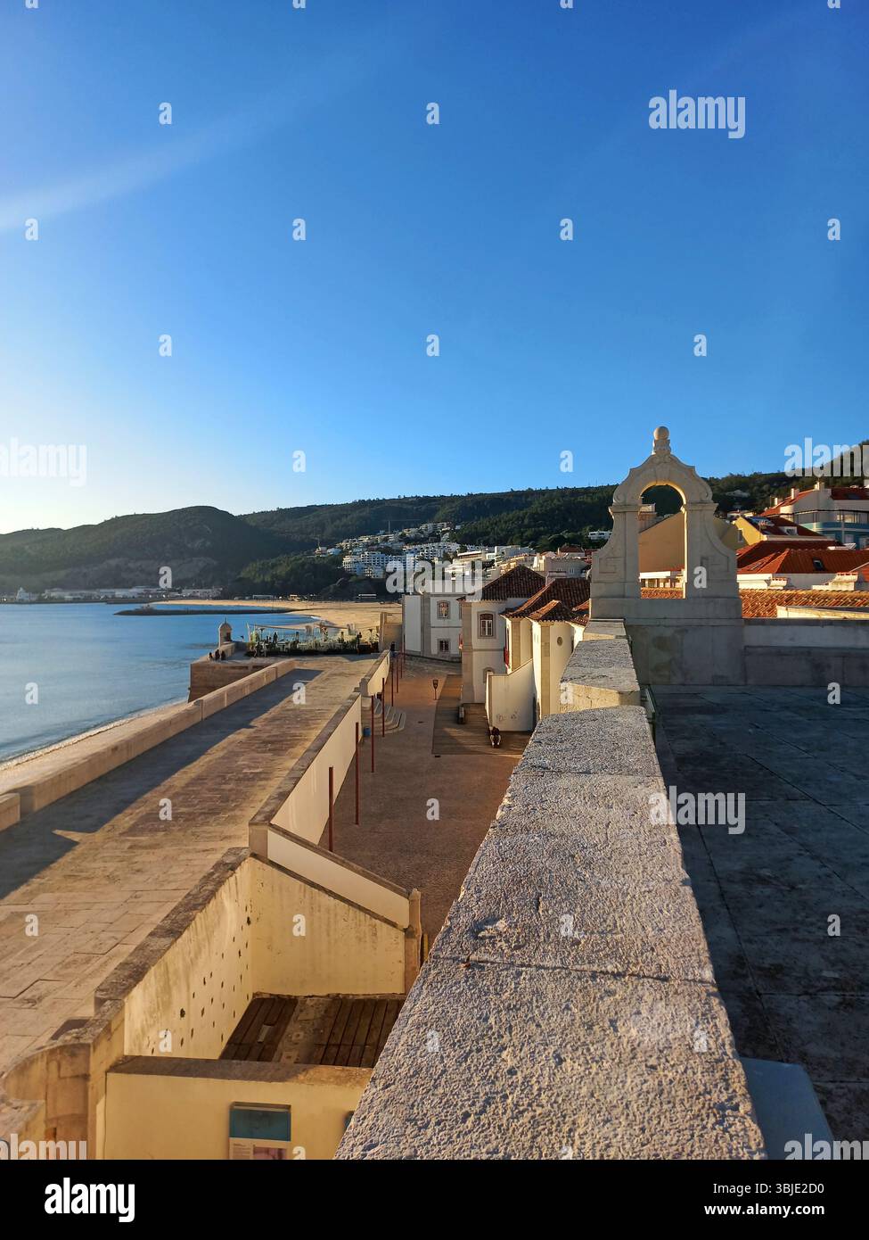 Elevated view from fortress ramparts captures whitewashed architecture ...