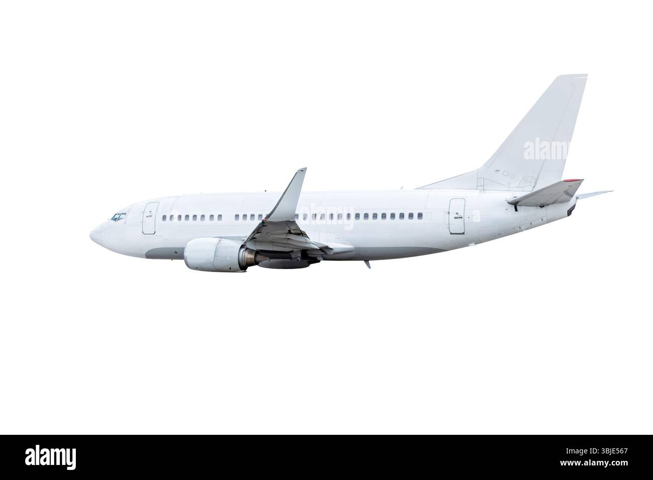 Passenger plane flying isolated on white background Stock Photo
