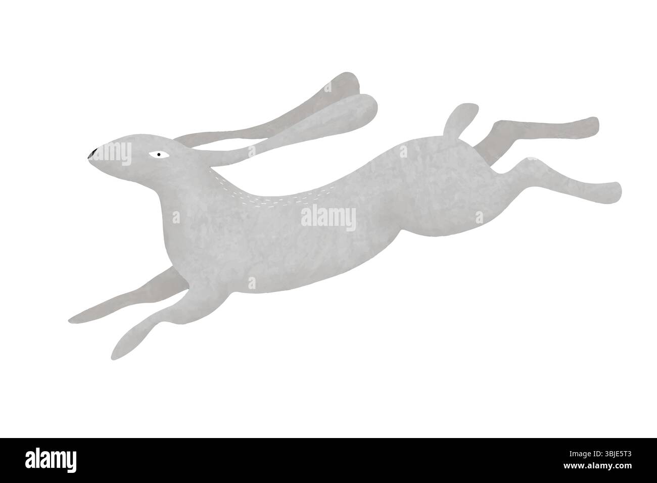 Cute Gray Rabbit Jumping Happily. Funny Gray Bunny on a White ...