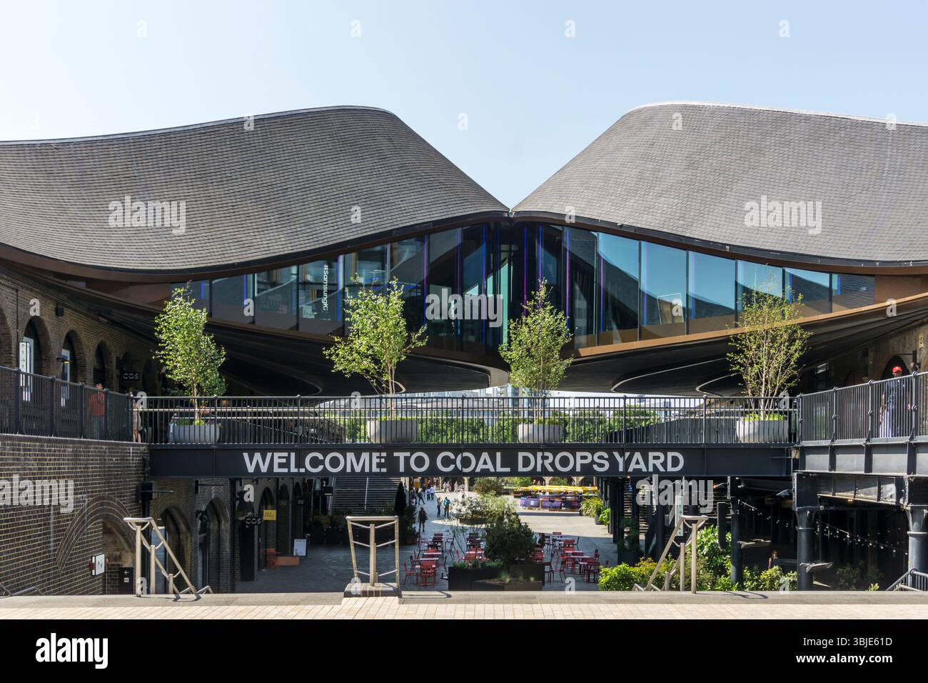 Coal Drops Yard shops and public space at King's Cross, London. Redevelopment of former railway sheds by Thomas Heatherwick. Stock Photo