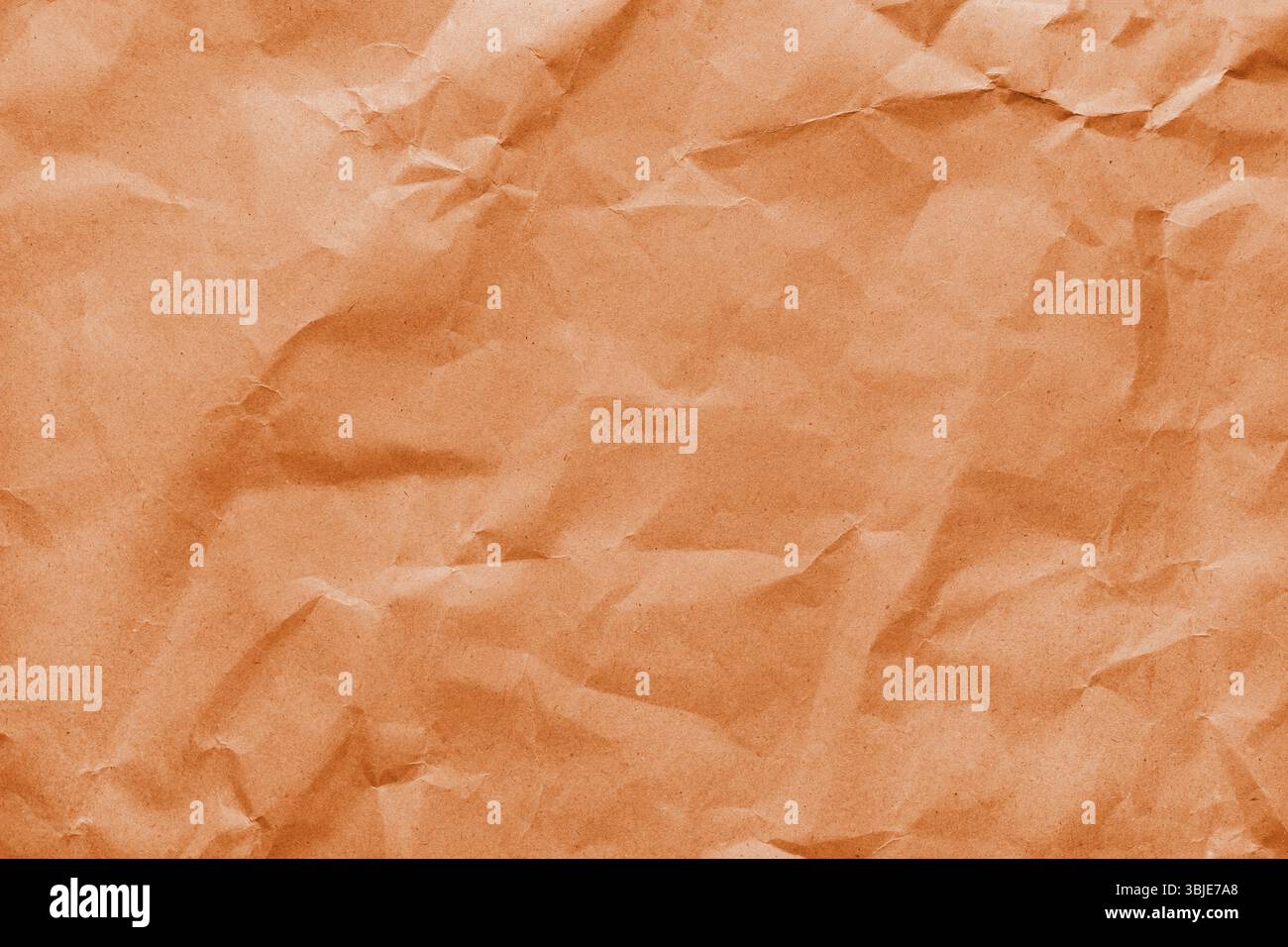 Orange Rough Paper Recycled crumpled orange colored paper texture. Wrinkled craft paper ...