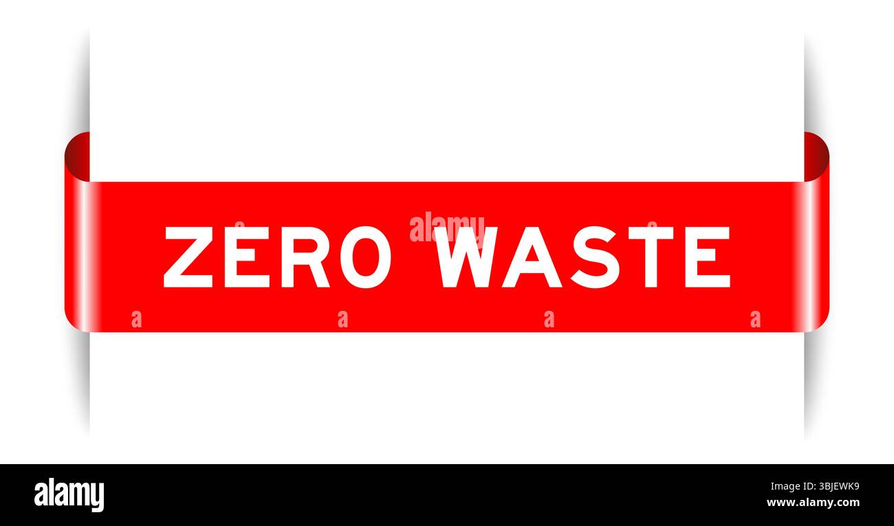 Word Zero Vector Red color inserted label banner with word zero waste on white ...