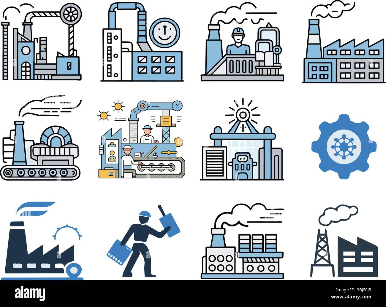 Industrial Factory Vector Icons – Manufacturing, Automation, and ...