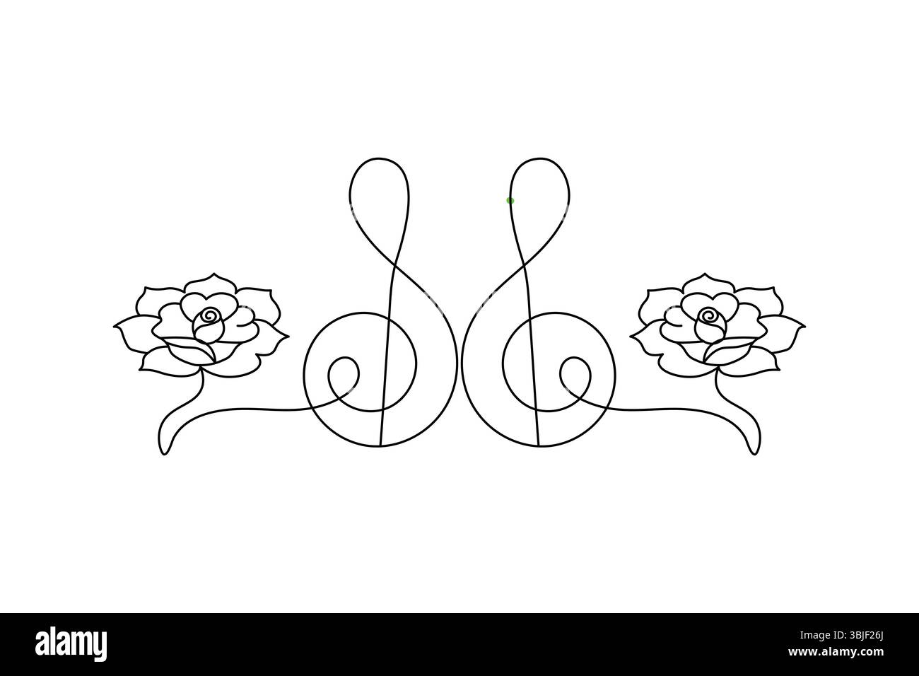 Continuous one line drawing abstract music note background notes and vector art illustration Stock Vector
