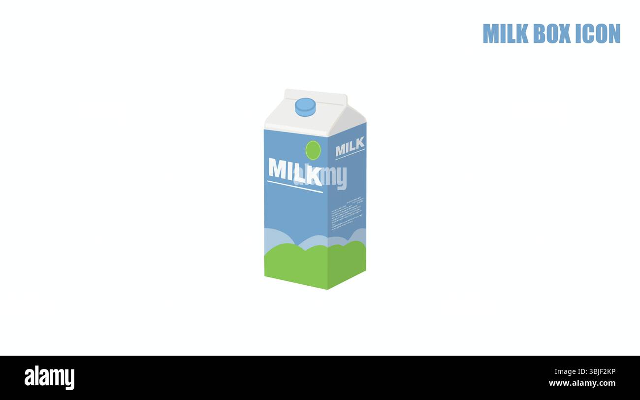 Milk Box Color Icon. Vector editable color flat illustration of a box ...