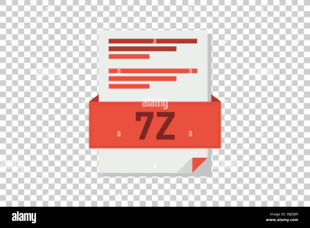 Vector illustration of 7Z document icon on transparent background symbolizing document format or type Stock Vector