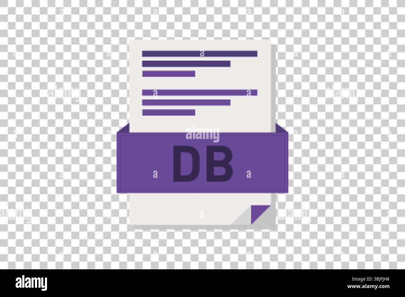 Vector illustration of DB document icon on transparent background symbolizing document format or type Stock Vector