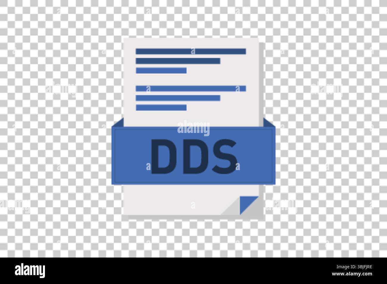 Vector illustration of DDS document icon on transparent background symbolizing document format or type Stock Vector