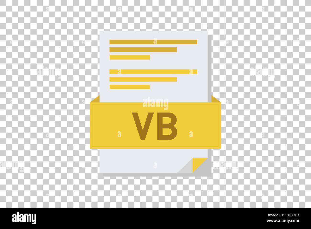 Vector illustration of VB document icon on transparent background symbolizing document format or type Stock Vector
