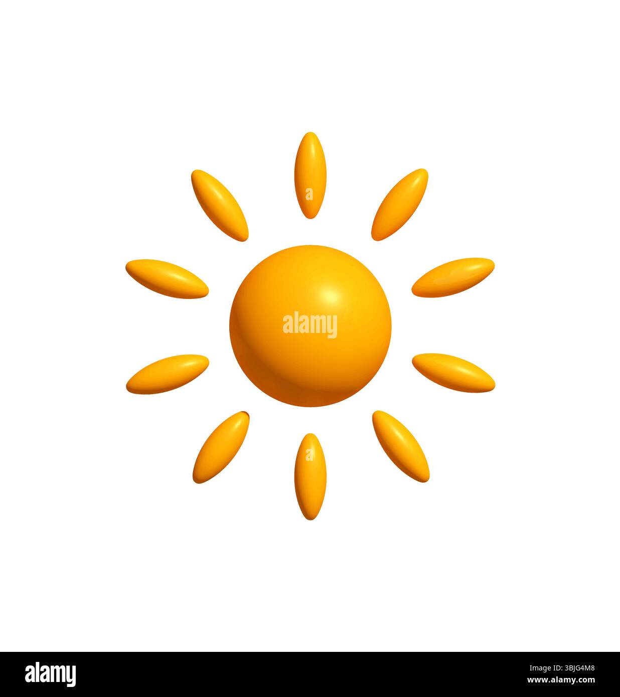 Glossy sun icon in minimal 3D style. Bright summer symbol for weather ...