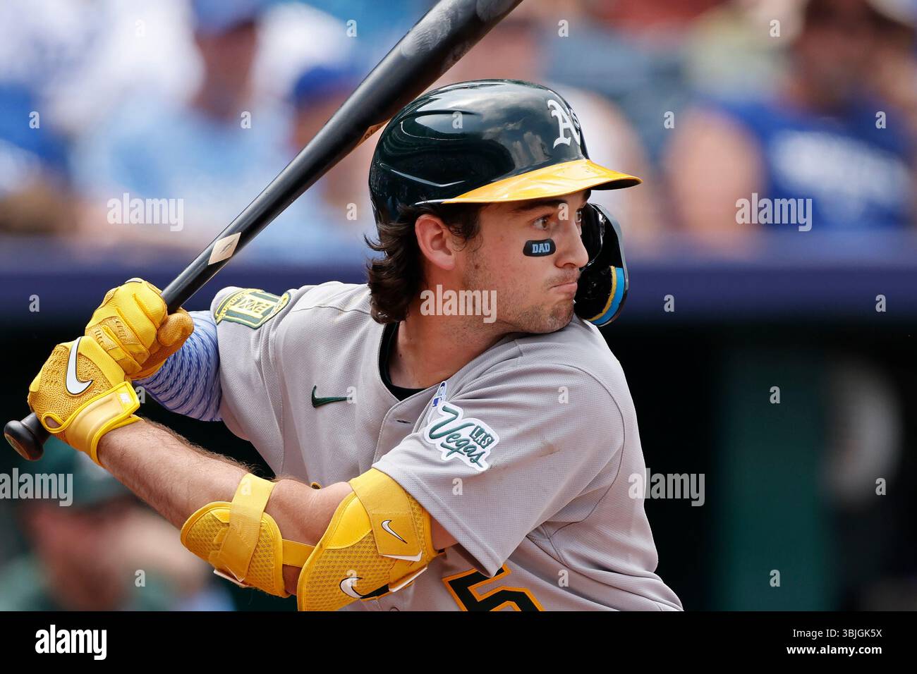 Athletics' Jacob Wilson wears a 