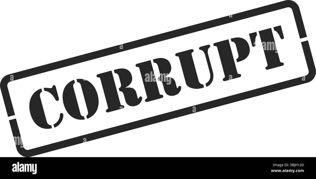 Corrupt sign in stencil lettering as an isolated stamp vector Stock ...