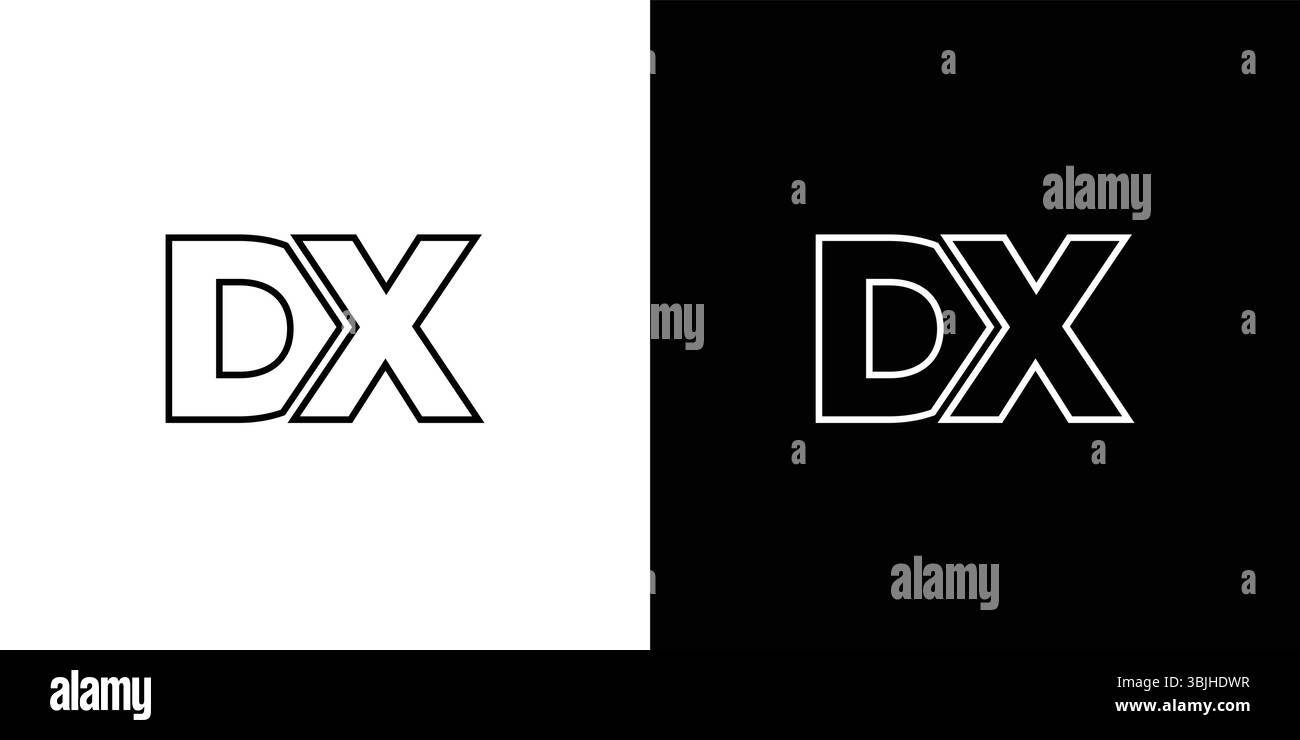 Trendy letter D and X, DX logo design template. Minimal monogram initial based logotype for company identity. Stock Vector