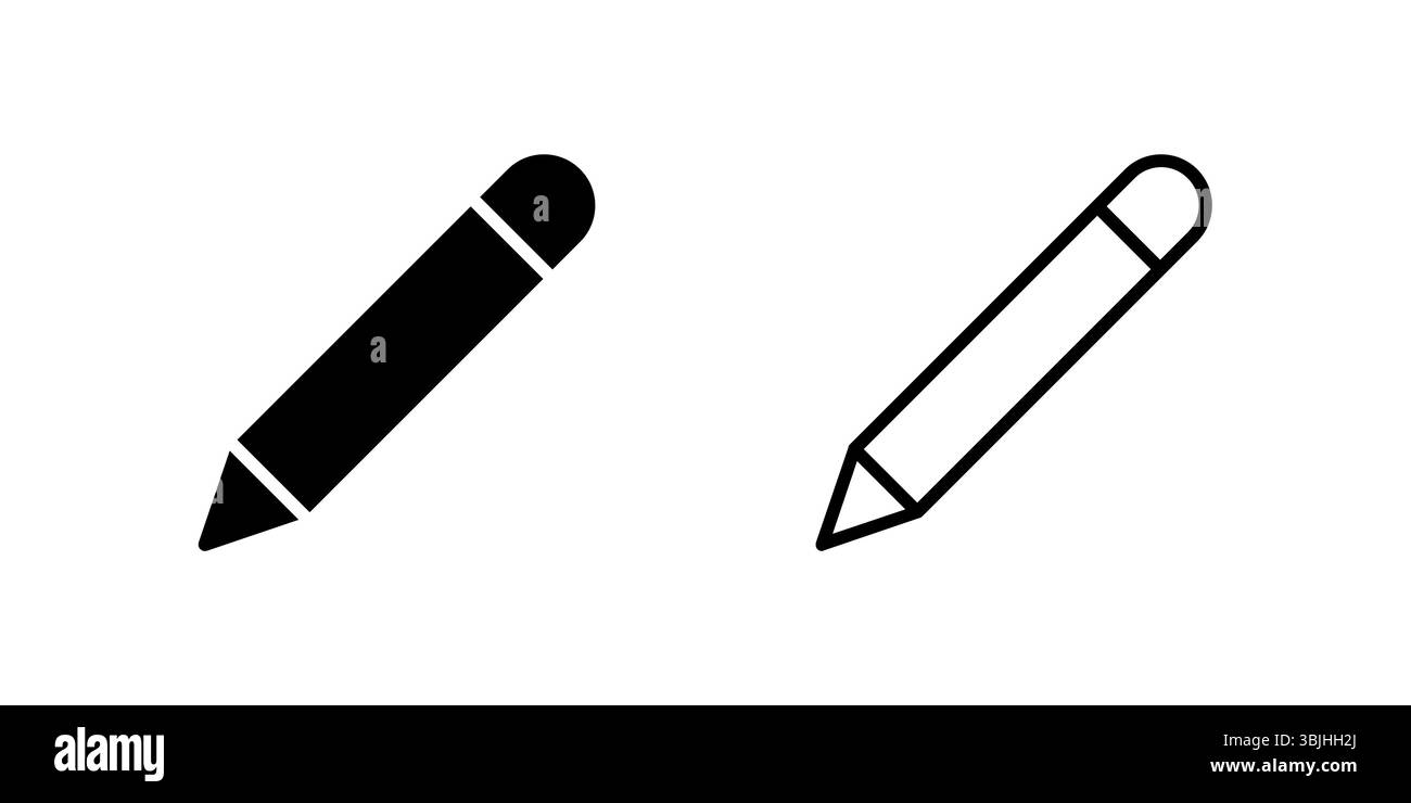 Basic pencil icon set great for drawing, writing, and sketching apps Stock Vector