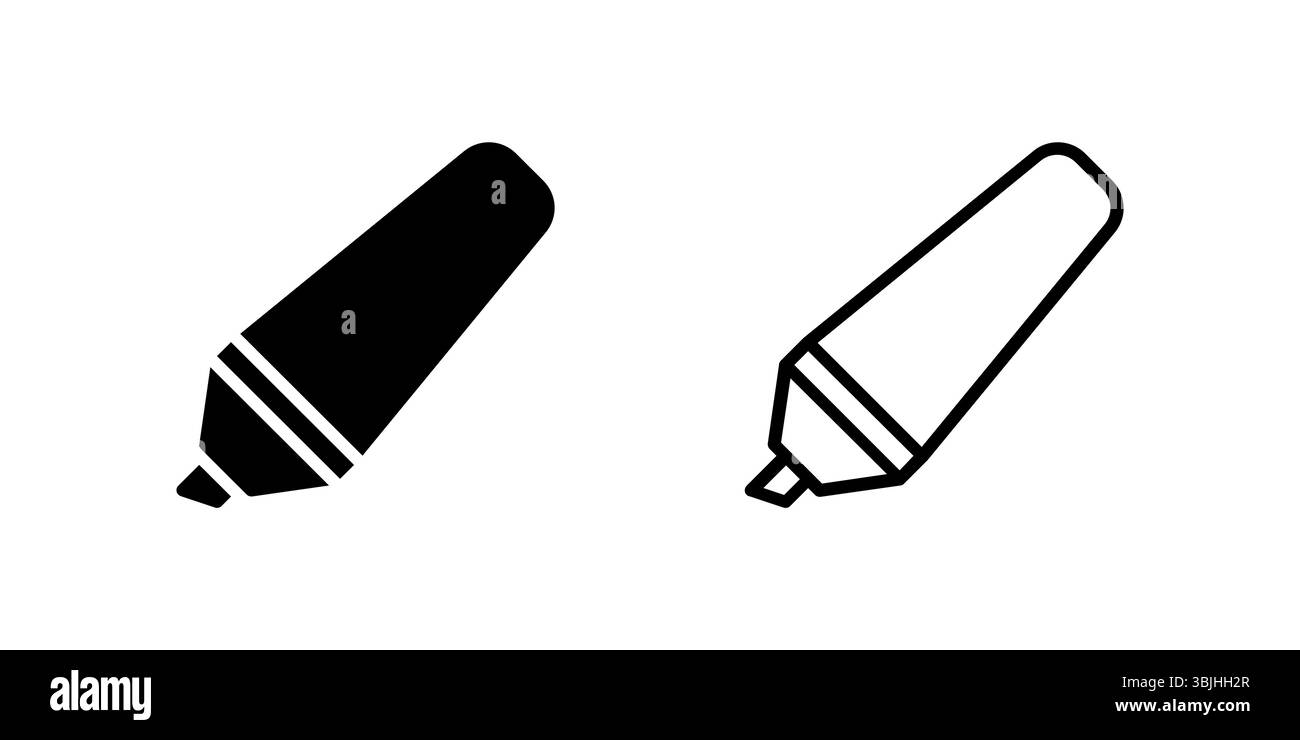 Highlighter pen icon set great for emphasis and study materials Stock Vector