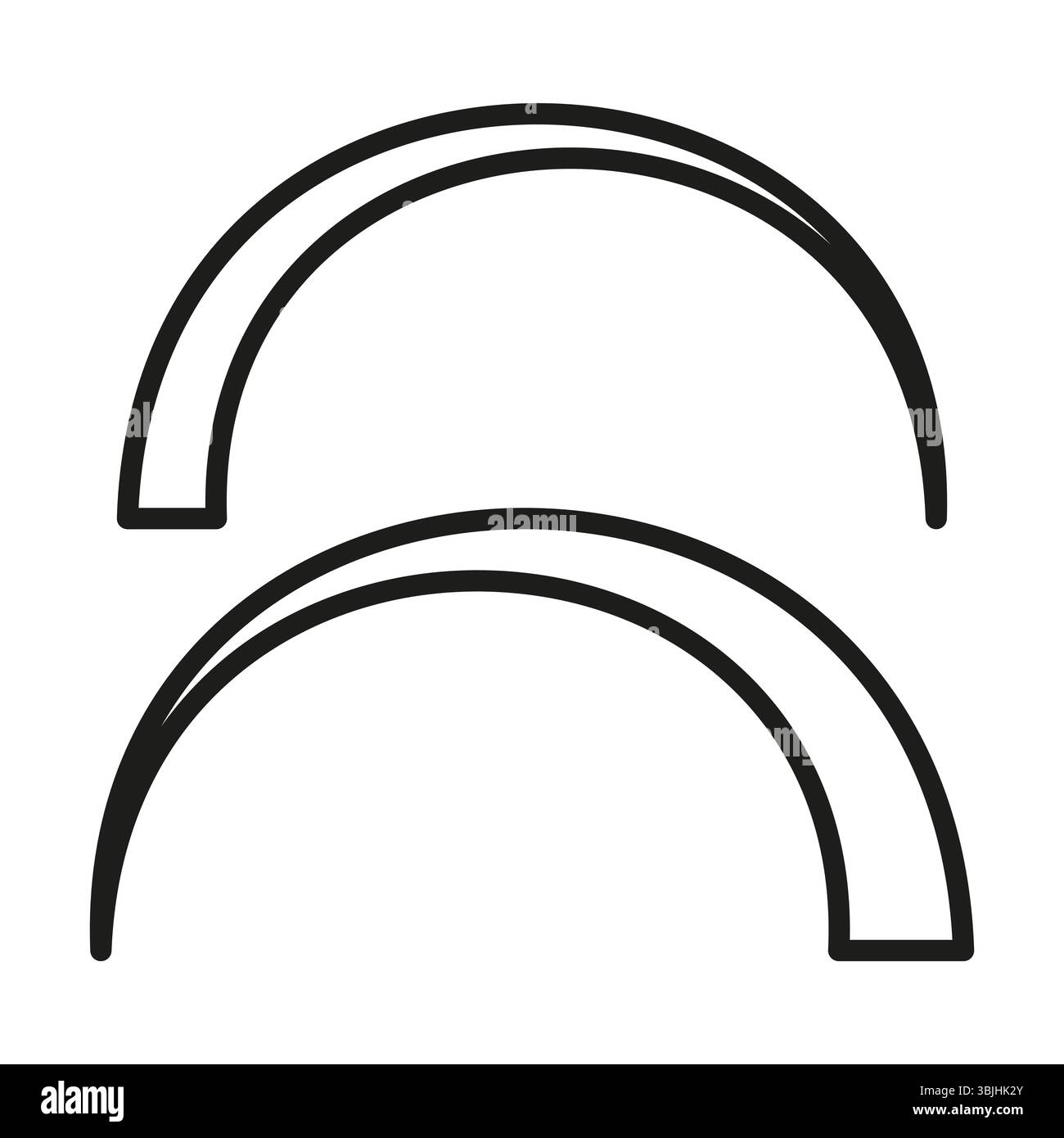 Thin arc icon. Outline curve shape. Abstract segment vector. Minimal contour design. Stock Vector
