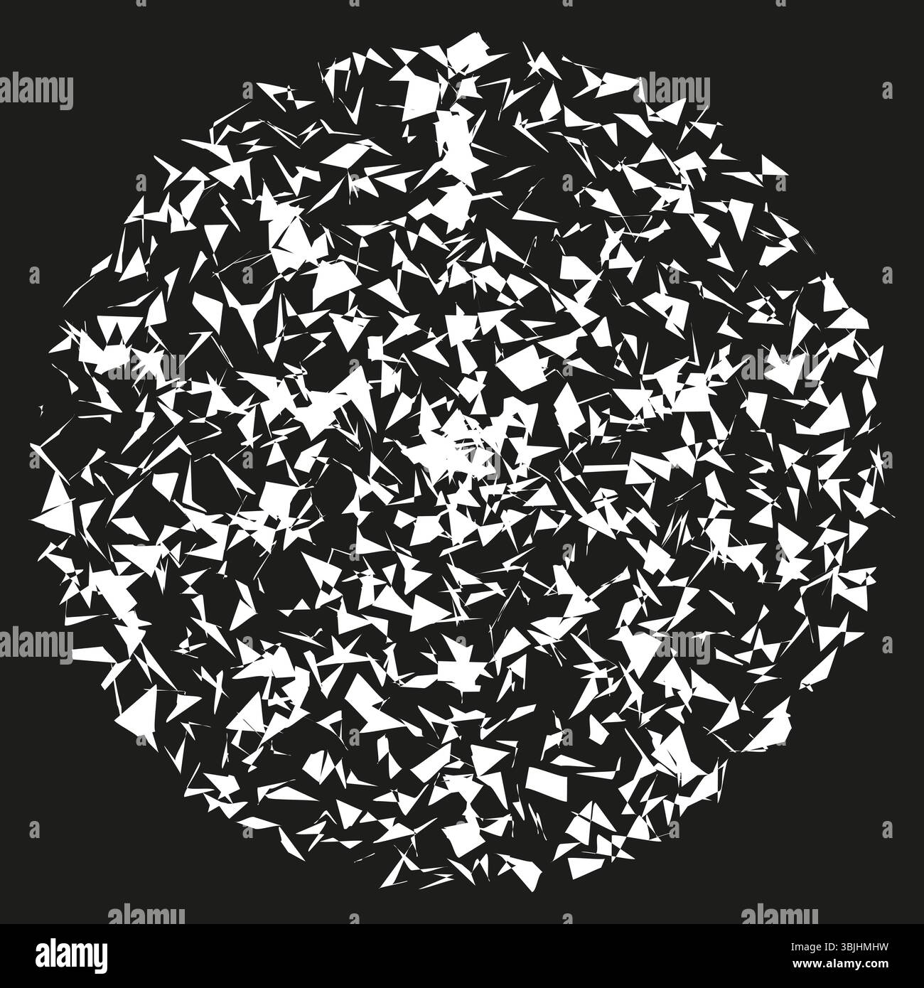 Particle Pattern Vector Particle sphere vector. Chaotic dot pattern. Black circle shape. White ...