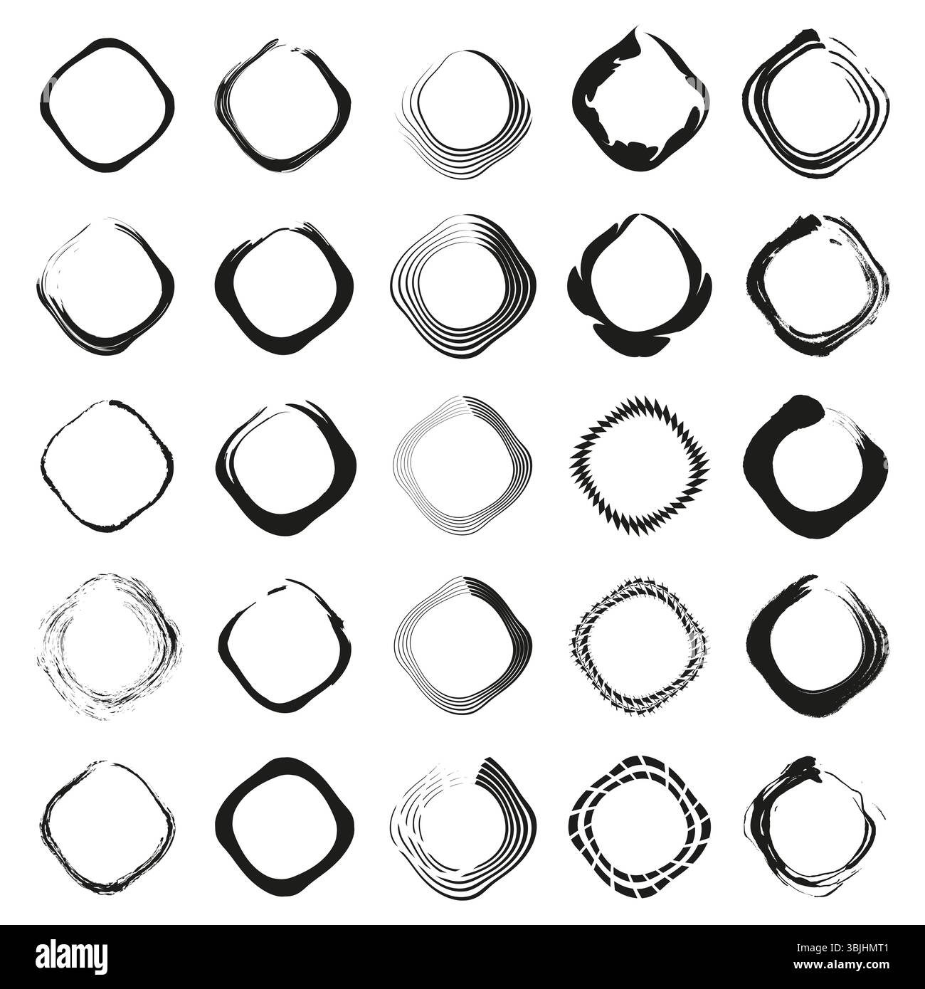 Geometric symbol set. Circular square shape. Vector abstract icons ...