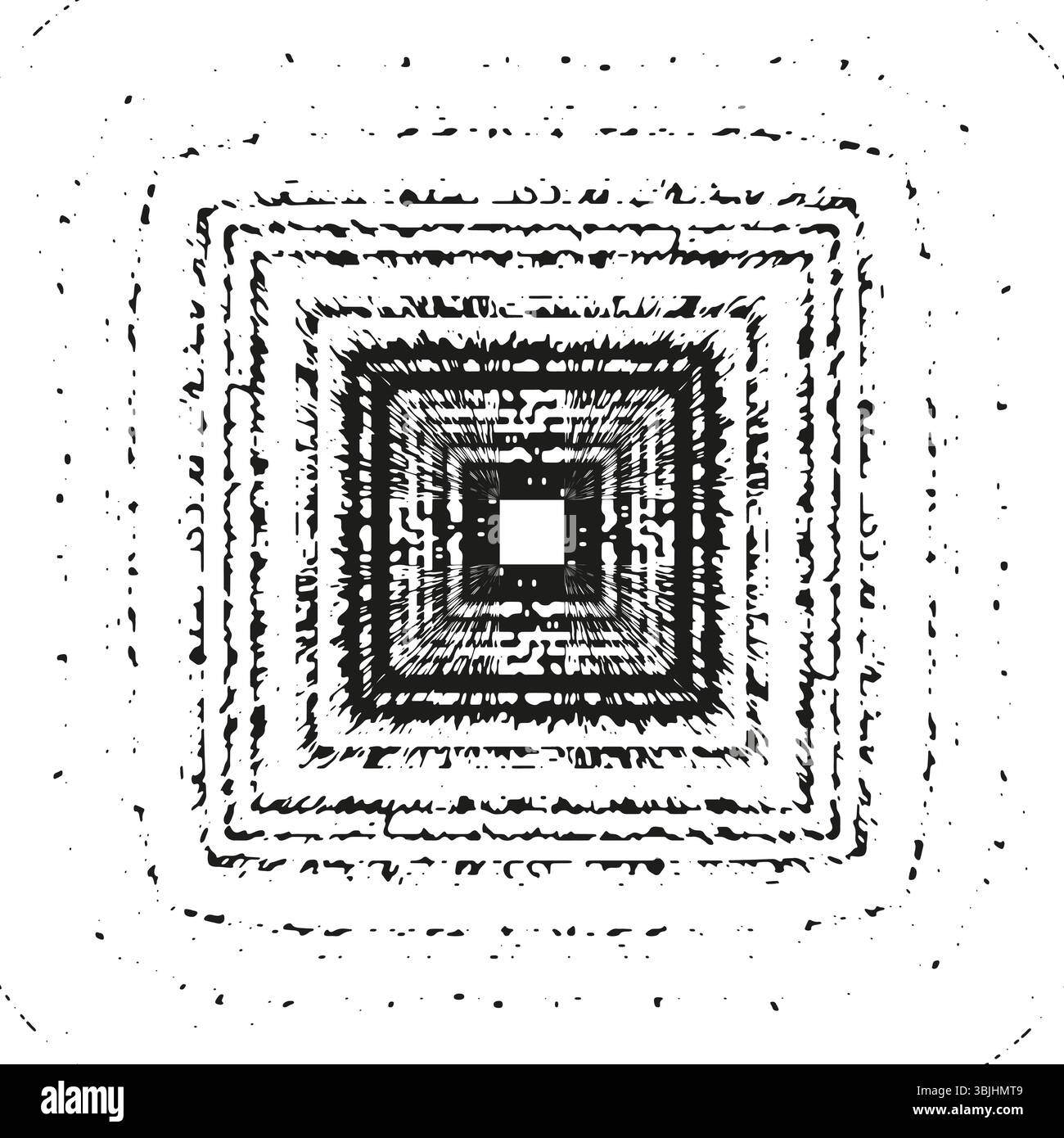 Pixel square texture. Distressed abstract pattern. Vector noisy layout. Black white background. Stock Vector