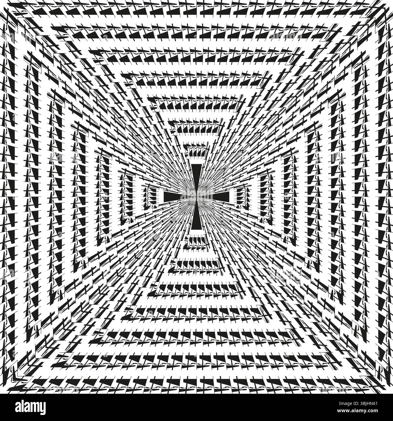 Square tunnel perspective. Geometric depth illusion. Vector corridor ...