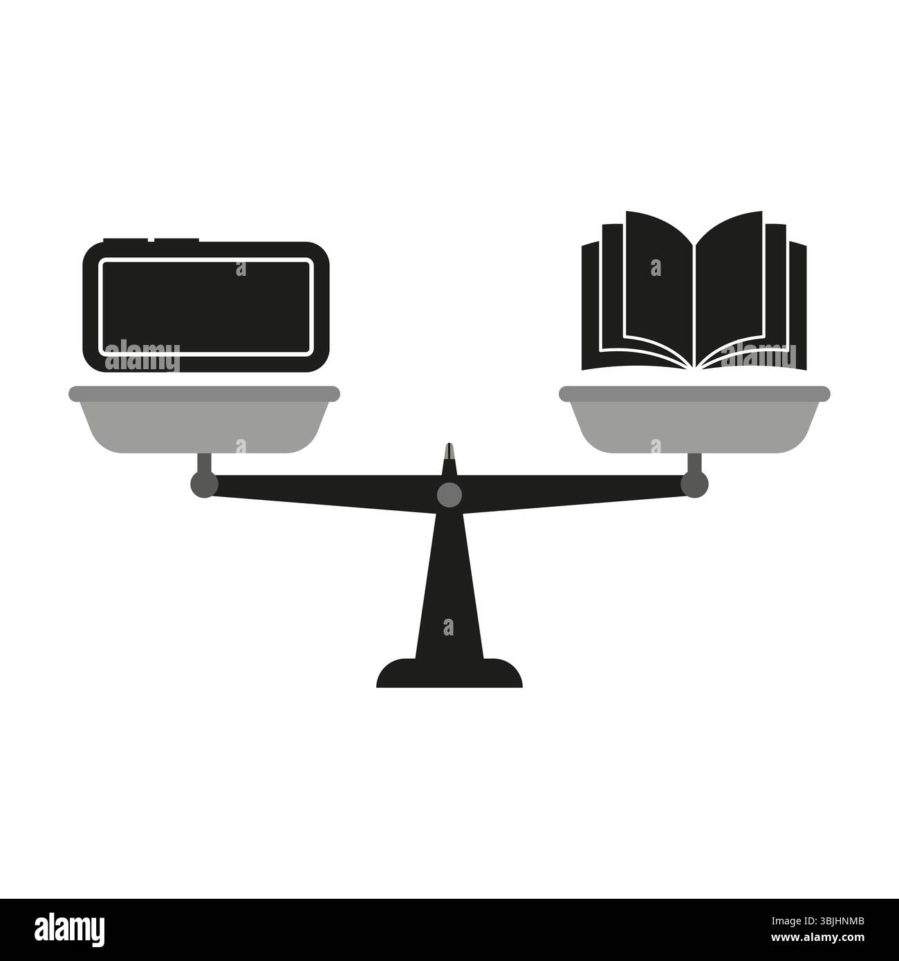 Digital versus book. Balance scales icon. Technology knowledge Vector ...