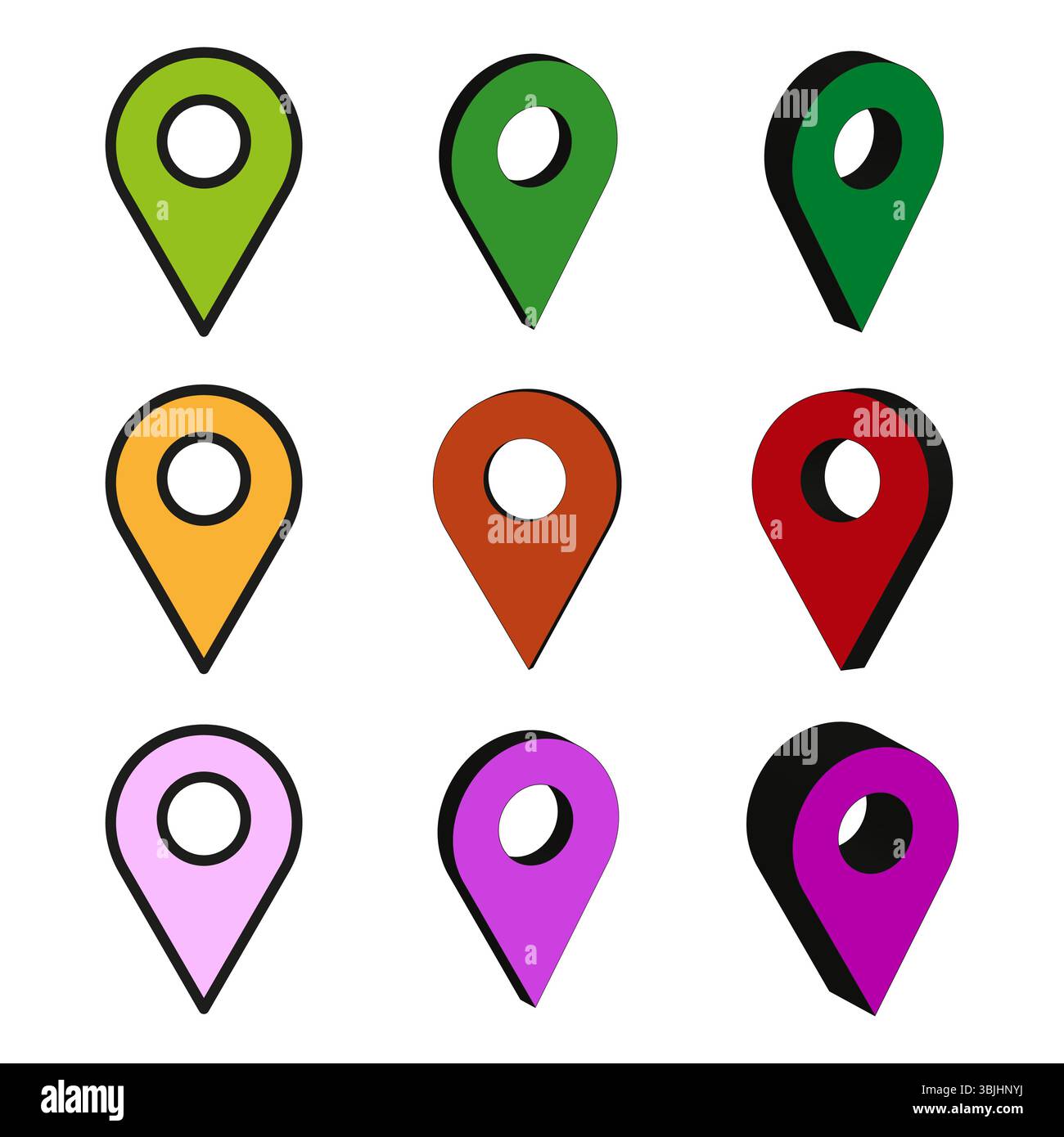 Location pin icon. Multicolor map marker. Navigation point shape ...