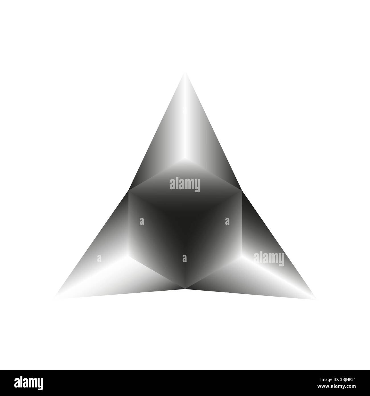 Pyramid core icon. Triangular 3D vector. Black gradient shape ...